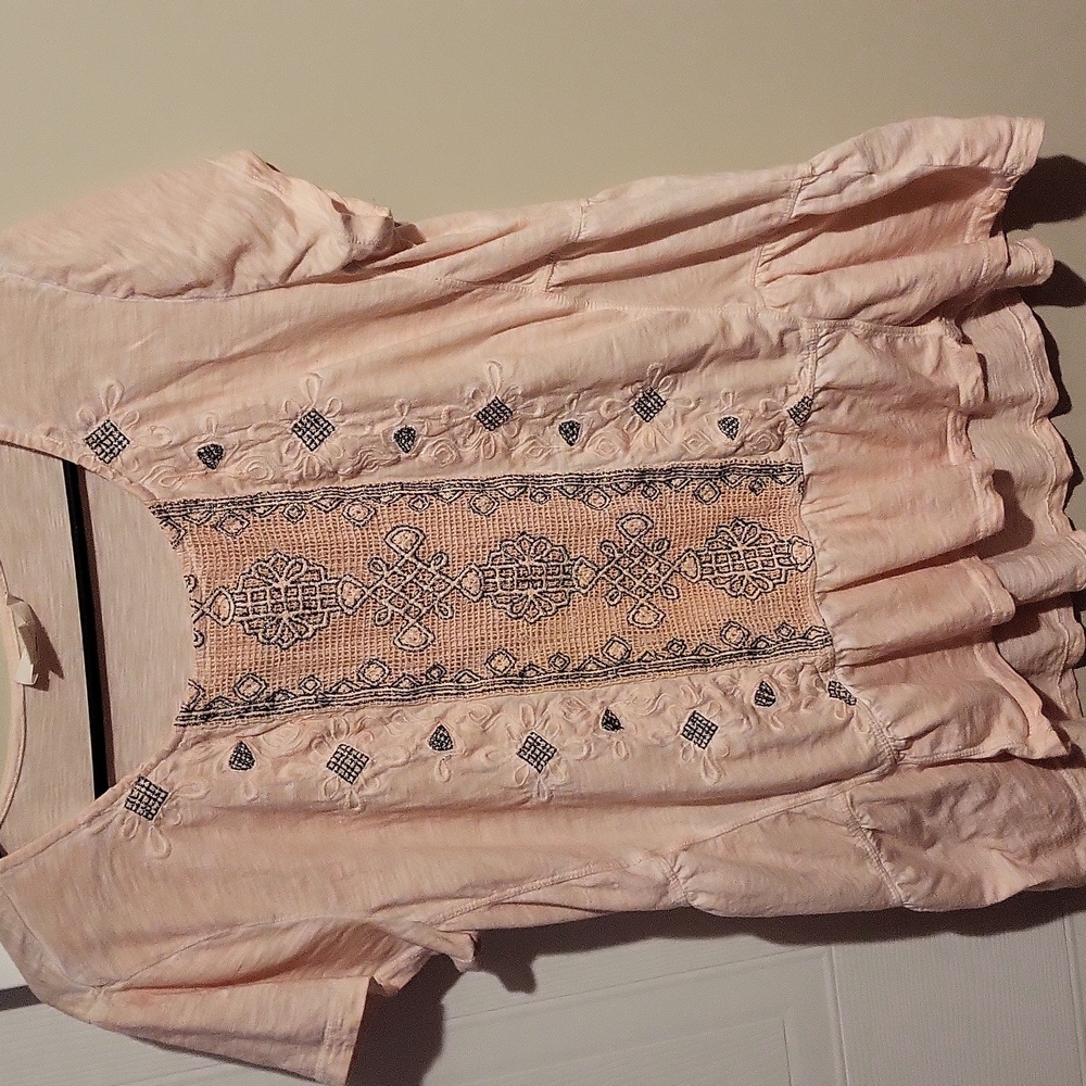 Style & Co. Light Pink Embroidered Blouse
